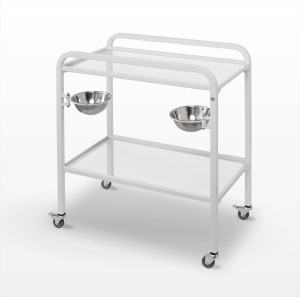 Stolik zabiegowy z pojemnikami misami